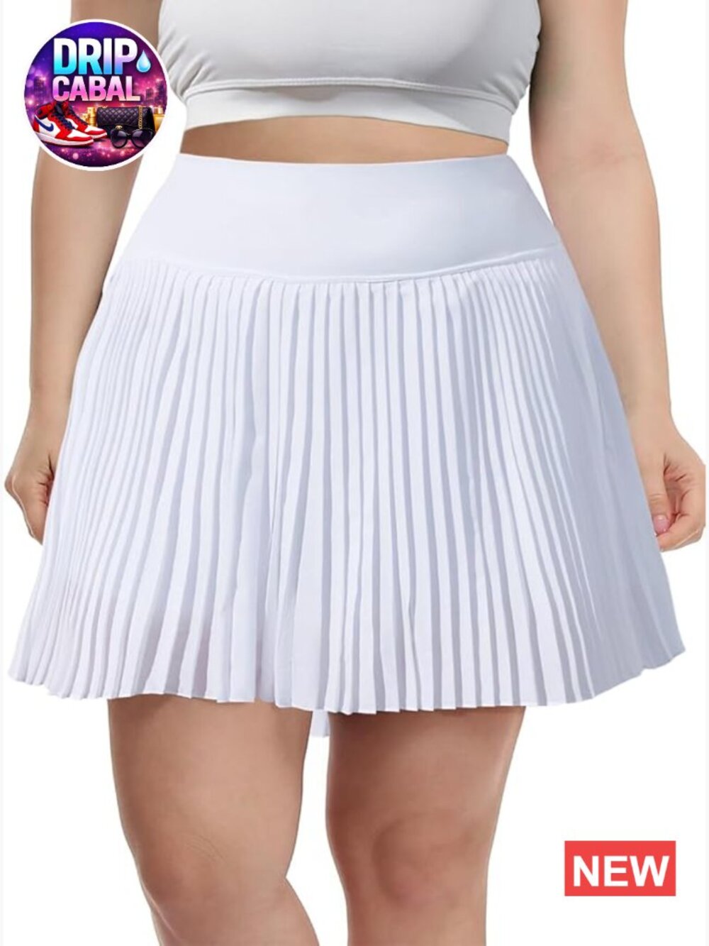 Plus Size Pleated Tennis Skirt with Built-In Shorts & Pockets